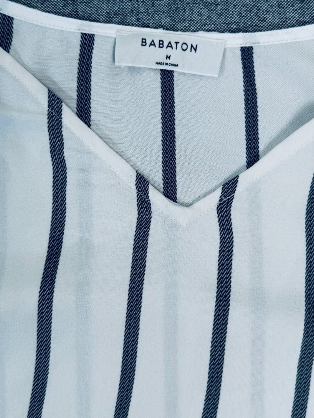 ARITZIA BABATON Everly Camisole, White and Navy Blue Striped  Women's Size Med - Picture 3 of 6